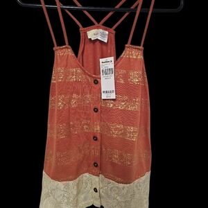 Daytrip Women's Camisole in Orange and Cream With GOLD.